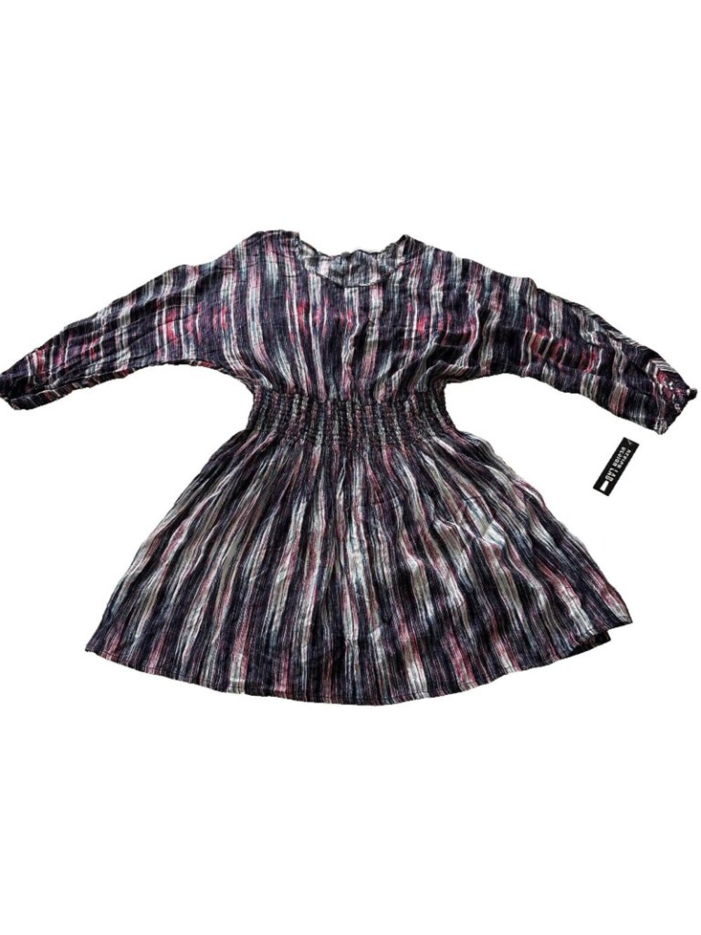 Lord & Taylor Design Lab Cold Shoulder Cinched Waist Mini Dress Multi Color LG - Picture 2 of 8